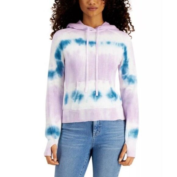 STYLE & Co Tie-Dyed Ribbed Thumbhole Hooded Sweater, 2XL, NWT - Picture 1 of 3
